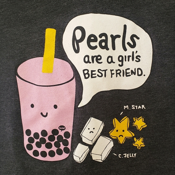 Pearls Are A Girl's Best Friend Boba Bubble Tea Graphic Tee T-Shirt, M… - Picture 3 of 17